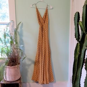 Reformation yellow polka dot wrap dress
